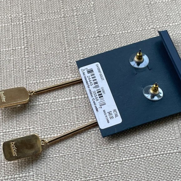Botkier Women Earrings Gold Tone Long Drop dangle Ear Jewelry New - Picture 8 of 11
